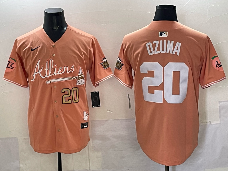 Men Atlanta Braves 20 Ozuna orange 2025 Nike MLB Jersey style 021